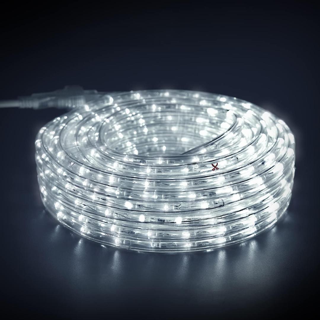 LED Rope Lights, Daylight White 110V 6000K, Indoor or Outdoor, 20ft, Perfect for Deck, Garden, Patio, Landscape Lighting, Bedroom Décor, Waterproof, Ideal for Backyards, Decorative Lighting