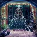 Christmas Star Decoration Lights, Outdoor String Lights, 320 LED 16.4Ft Christmas Tree Toppers String Lights [8 Modes& Waterproof] for New Year, Holiday. Birthday (White)