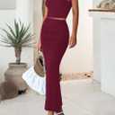 PRETTYGARDEN Skirt Sets Women 2 Piece Outfits Summer Outfits 2026 Going Out Crop Tops Long Maxi Skirts Beach Vacation Clothes (Red, M)