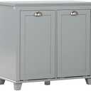 HOMCOM Dual Tilt Out Laundry Hamper Cabinet, Bathroom Storage Cabinet with 2-Compartment Hamper, Modern Bathroom Floor Cabinet for Washroom, Gray