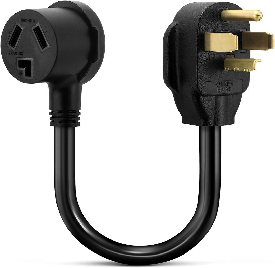 1.5FT 3 Prong to 4 Prong Dryer Adapter, 4 Prong to 3 Prong Dryer Adapter, NEMA 14-30P Male to 10-30R Female, Dryer Cord Adapter 4 to 3 Prong, STW 10AWG, 30A, 250V
