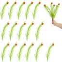 2 x 16pcs Christmas Tree Toppers, 14.96 in Plastic Green Pampas Grass Decor with Red Balls Elf Ornaments Stems Curly Tree Picks for Christmas Home Craft Decoration Supplies