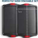 Baking Sheet Set, 2-Piece Large Cookie Sheet Set with Silicone Handles, Steel Baking Pan, Baking Sheets for Oven, BPA Free Nonstick Set, Half Sheet Pans, Black Baking Tray