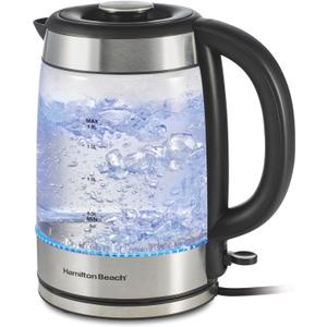 Hamilton Beach Electric Tea Kettle, Water Boiler & Heater, 1.8 Liter, Cordless Serving, 1500 Watts for Fast Boiling, Auto-Shutoff and Boil-Dry Protection, Easy-View Glass (40853C)