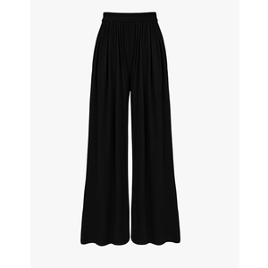 BTFBM Womens Casual Wide Leg Pants Summer Fall Clothes Pleated Elastic Waist Loose Palazzo Knit Trousers with Pockets, Size: M