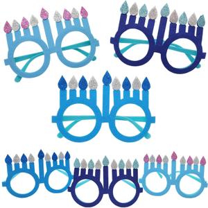 The Dreidel Company Happy Hanukkah Glasses Eyewear Party Favors and Party Props Assorted Colors for Kids (6-Pack)