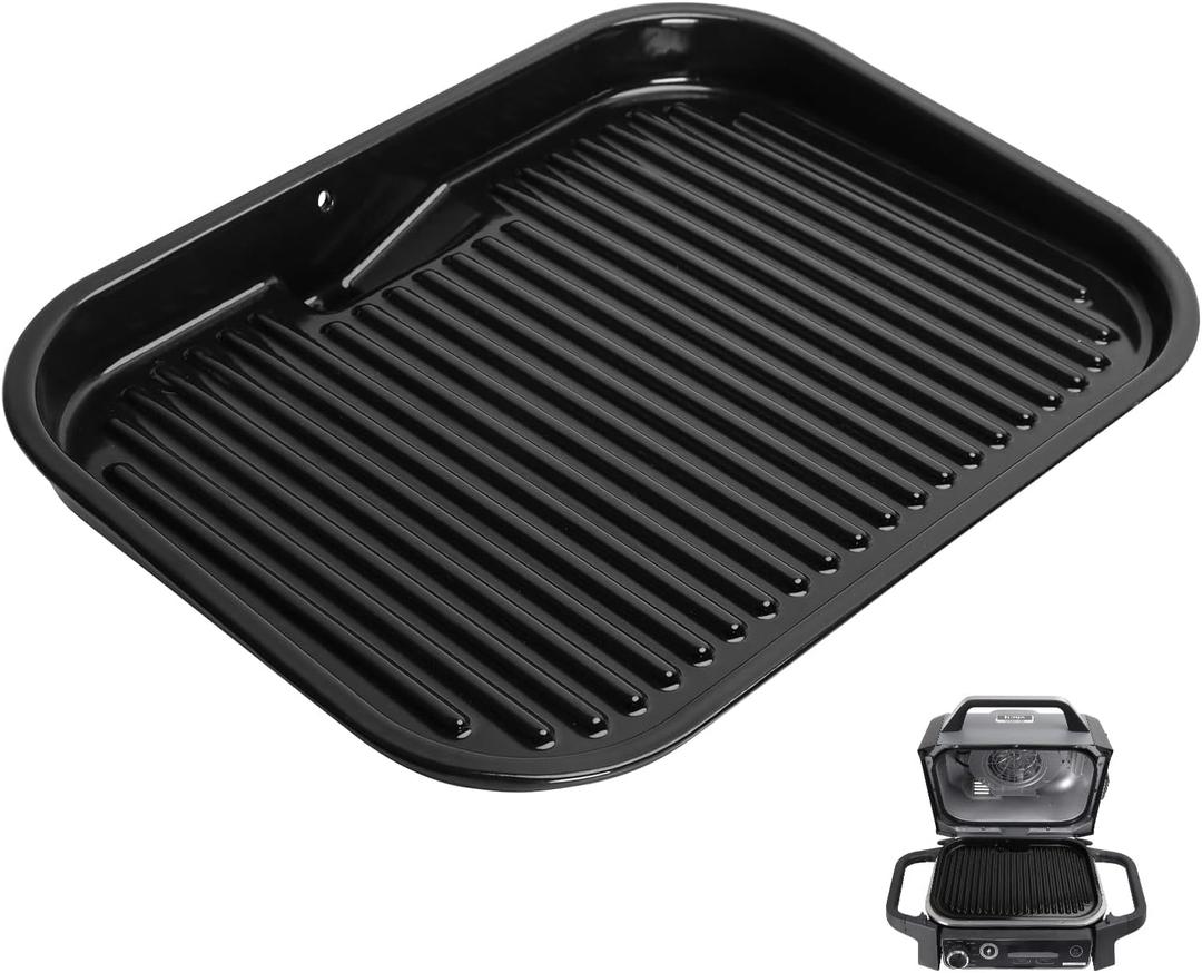 Grill Griddle Plate for Ninja Woodfire Outdoor Grills OG700 Series Accessories, Non-Stick Flat Top Griddle Pan Compatible with Ninja XSKGRDPLT Woodfire OG701,Cast Iron with Enamel Coating