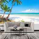 Custom Sea View Peel and Stick Wallpaper Coconut Tree Landscape Wall Mural Living Room Sofa Background Wall Home Decoration Beach Murals for Walls