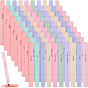 100 Pcs Bible Highlighters with Soft Cute Aesthetic No Bleed Inspirational Highlighter Chisel Tip Pastel 10 Assorted Color Marker for School Bible Study Journaling Supplies (Soft Color)