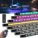 MICTUNING 8Pcs N8+ RGBW Underglow LED Lights for Cars, APP & Remote Dual Control, IP68 Waterproof Aluminum Multicolor Modes Music Soundsync Exterior Neon Accent Car Underglow Kit