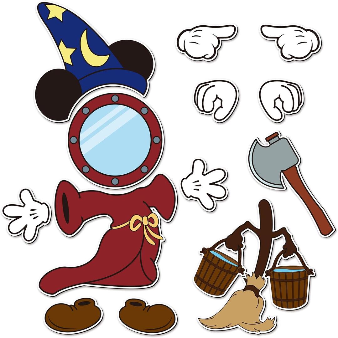 BOpusail 13Pcs Magical Mouse Cruise Door Magnet Magical Dress Up Mop Bucket Cruises Entrance Decal Decor Refrigerator Garage Outdoor Magnet Waterproof Magnetic Sticker for Holiday Carnival Ships Cabin