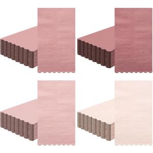 Zhanmai 100 Pack Cocktail Napkins 4.3 x 7.9 Inch Scalloped Napkins Beverage Gradient Color Paper with Scalloped Edges Thick Disposable Luncheon for Party Supplies (Dusty Pink)