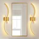 Modern LED Wall Sconce, 39" 2-Light Gold Wall Light Fixture for Living Room, Bathroom, Hallway, Dimmable with Remote Control, 3000K/4000K/5000K with Memory Function (Set of 2) (Dimmable, Remote)