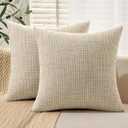 MIULEE 24x24 Inch Euro sham Burlap Linen Pillow Covers Set of 2 - Beige Farmhouse Washed Soft Skin-Friendly Texture Decorative Throw Pillows Home Decor for Farmhouse Modern Sofa,Bed,Couch,Patio