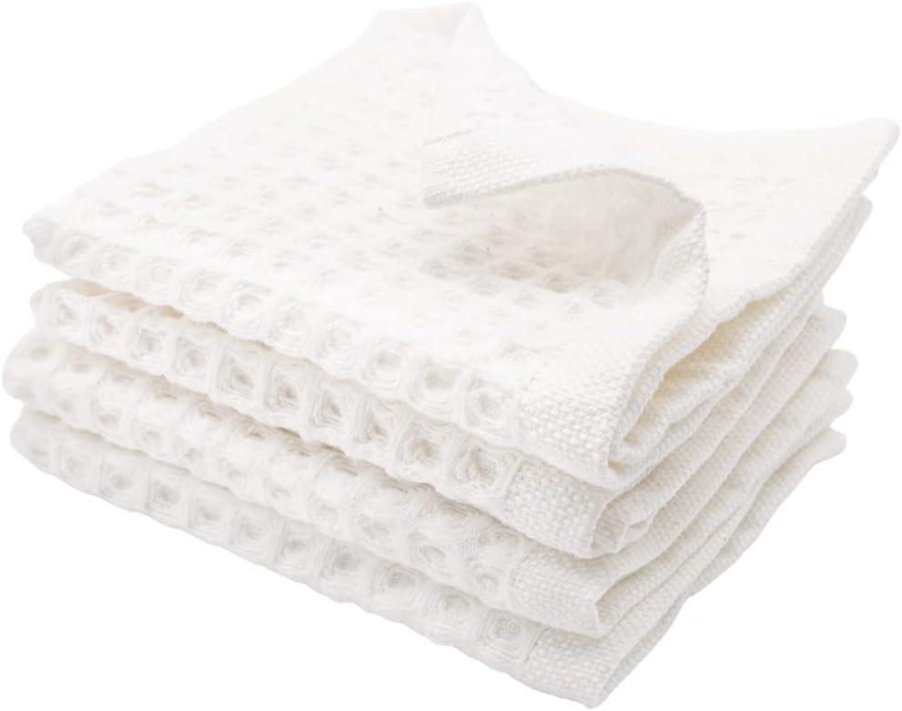 sea me at home Waffle Washcloths Set, 100% Turkish Cotton (White)