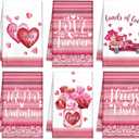 Patelai 6 Pieces Valentine Kitchen Towels Red Hearts Hand Valentine's Day Plaid Love Truck Tea Bathroom Holiday Dish Towels, 21.3 x 14.3 Inch(Lovely Color, Sweet Style)