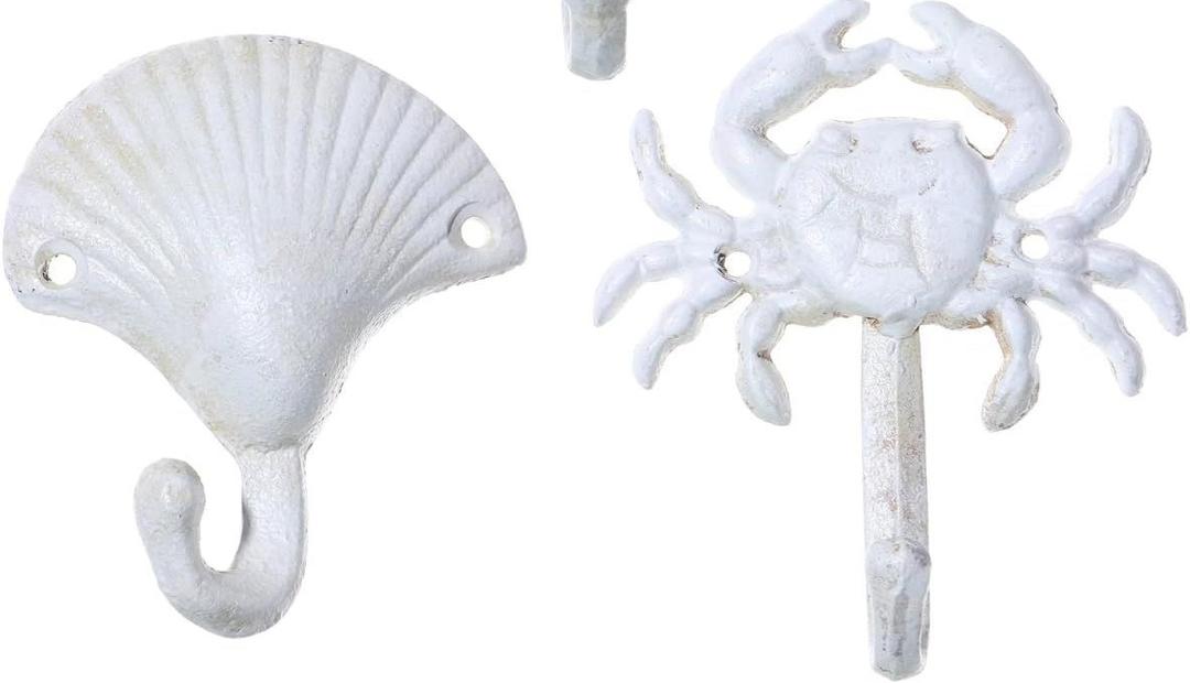 3PCS Decorative Wall Hooks,Vintage Nautical Wall Decor,Beach Themed Cast Iron Hooks Nautical Coat Rack Decorative Mounted Antique Shabby Chic Metal Bathroom Towel,Coat Hooks,Hanger (Medium)