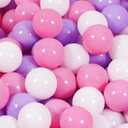 TRENDBOX Ball Pit Balls 100 - Macaron Colors Balls for Ball Pit, Play Tent Baby Playhouse Pool Birthday Party Decoration (E-Pink, Purple&White)