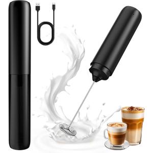 Rechargeable Milk Frother, Handheld Coffee Frother Wand Drink Mixer with Cover, Electric Whisk Coffee Mixer for Matcha Lattes Cappuccino Hot Chocolate (Onyx)