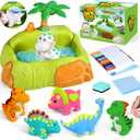 Golray Paint-Wash-Recolor Dinosaur Crafts Kit Painting Toy for Toddler, Bathtub, Washable Marker, Instruction, Dino Pet Art Activity Dinosaur Toy Gift for 3-5 Year Old Kid Boy Girl
