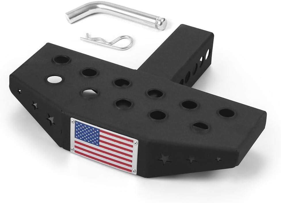 5.04 Inch Widen Circular Hole Hitch Step Anti Slip and Rust Towing Bumper Guard Hitch Steps with Pin Fits 2 Inch Receivers for Pickup Truck RV SUV