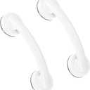 uxcell 2pcs Grab Bars for Bathtubs and Showers, 7.6" Mirror Glass Door and Window Handles Powerful Shower Suction Cup Anti-Slip Safety Bars for Senior Shower Chairs White