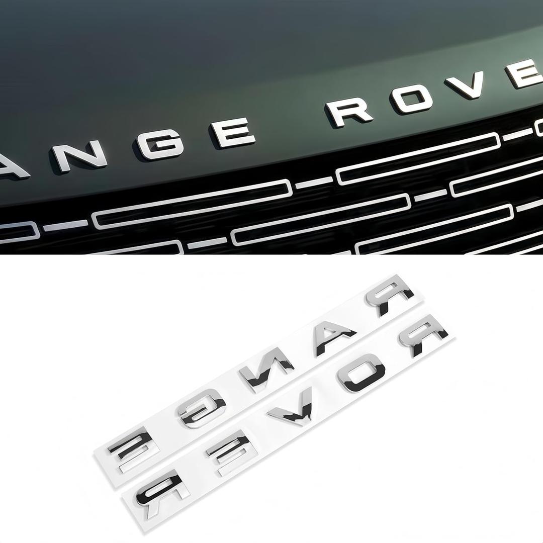Car Emblem for Front Hood or Trunk lid Rear ABS Material Compatible with Range Rover car Badge car Style Replacement (Gloss Silver)
