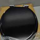 Round Black Slow Close Toilet Seat, Heavy Duty Wood Toilet Seat with Baked Enamel Finish, Support 400 bls, Toilet Lid with Soft Close Zinc Alloy Hinges, Grip-Tight Bumpers, Easy Clean, Quick-Assembly