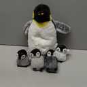 5 Pcs Stuffed Animal Penguin Plush Toy Set 14 Inch Mommy Penguin Stuffed Animal with 4 Cute Babies in Zippered Belly Soft Cuddly Plushie for Kids Gifts(Simple Style)