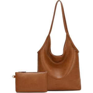 Montana West Slouchy Hobo Bags for Women Soft Designer Shoulder Purses Ladies Top Handle Handbag (1hawaiian Brown)