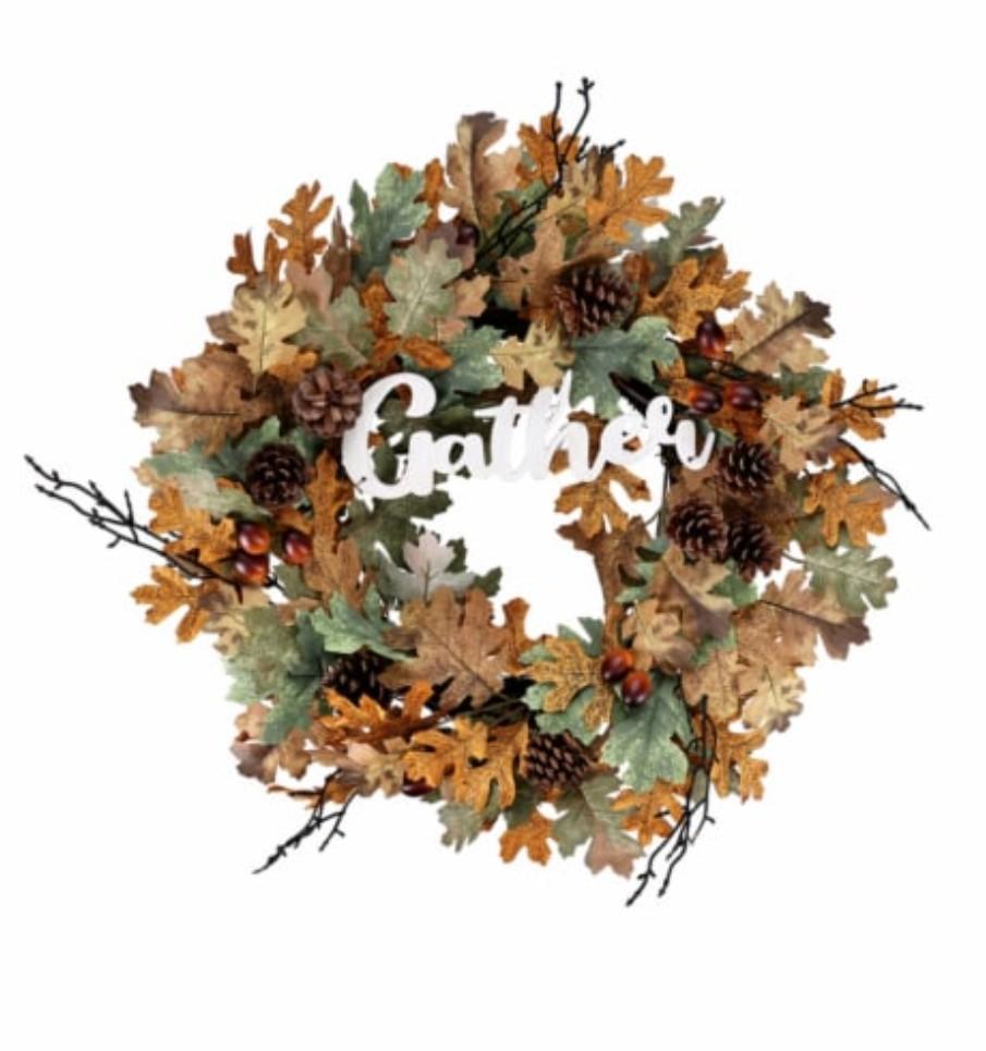Holiday Home "Gather" Wreath, a 20-inch