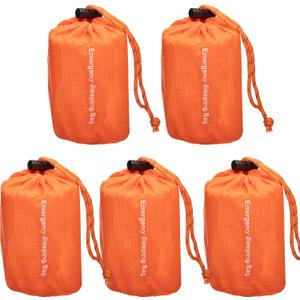 NovaMedic Emergency Sleeping Bag 5 Pack  84"x36" Thermal Mylar Survival Bivy Sack  Waterproof, Lightweight & Compact Emergency Blanket for Camping, Hiking, Outdoor Survival & Travel