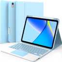GreenLaw Keyboard Case for iPad 11th Generation(A16,2025) / 10th Generation(2022), Stain-Resistant Cover, 7 Color Backlit, Detachable Keyboard Case with Touchpad and Pencil Holder, Sky Blue