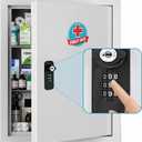 Wall Mounted Metal Medicine Cabinet with Key Lock, First Aid Medication Storage Box, White