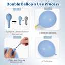 Dusty Blue Gold Balloons Arch Kit, Double Stuffed Pastel Balloon Arch Pastel Light Dark Denim Pale Blue Balloons With Blue Gold Balloons for Birthday Wedding Graduation Party Decorations