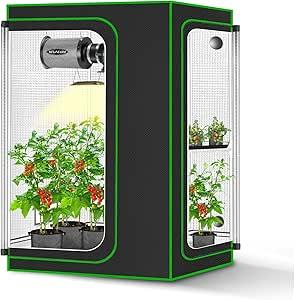 MELONFARM 2-in-1 Grow Tent, 48"X36"X72" High Reflective Diamond Mylar with Multi-Chamber and Floor Tray for Hydroponic Indoor Growing