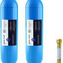 GLACIER FRESH RV/Marine Water Filter with 1 Flexible Hose Protector, Greatly Reduces Bad Taste, Odors, Chlorine and Sediment in Drinking Water, 2 Pack (Blue)