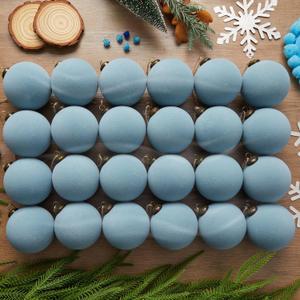 24PCS Light Scented Velvet Christmas Balls Ornament Shatterproof Velvet Xmas Tree Baubles Hanging Pendant for Winter Party Holiday Home Gift Office Yard Decor(Dusty Blue,3.15'')