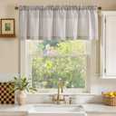 jinchan Valance Curtain Linen Textured Striped Window Curtain for Living Room Light Filtering Farmhouse Valance for Kitchen Rod Pocket 1 Panel 16 Inch Taupe Grey on Linen 1 Panel