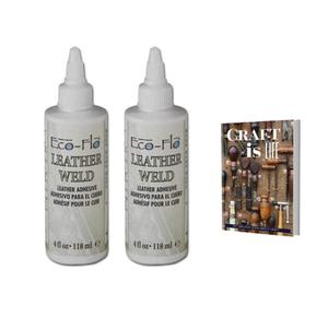 Eco Flo Leather Weld 4oz 2 Pack - 2655-01- Craft- Leather Adhesive Glue - Super Strong Glue - Quick Bond - Clear Drying for Various Material Craft, Repair, or Patch with E-Book