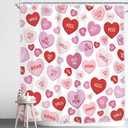 Homewelle Valentines Shower Curtain Pink Red Heart Valentines Love Theme Holiday Modern Cute Romantic Romance 72Wx72H Inch Couple Lovers Anniversary Waterproof Polyester Fabric Bathroom Bathtub