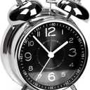 AYRELY Super Loud Alarm Clock for Heavy Sleepers Adults,Twin Bell Retro 4 Inch Silent Non-Ticking Quartz with Backlight, Metal dial, Alarm Clocks for Bedrooms Bedside (Black)