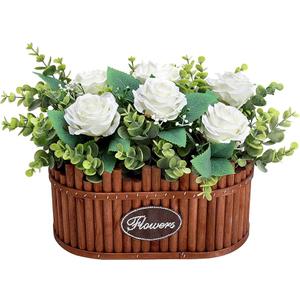 Nagobi Table Centerpieces for Dining Room, PreMade Dining Table Centerpiece Decor, Wooden Vase Flower Arrangements for Coffee Table Farmhouse Kitchen Living Room (Champagne, 6 Pack) 