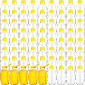 Tanlade 72 Pcs Honey Bottles Bulk 8 Oz Plastic Clear Squeeze Honey Jars Empty Container Refillable Dispenser Jam Bottle with Flip Top Lid for Storing and Dispensing