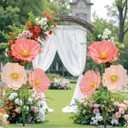 Large Paper Fake Flowers Decor -5.6 Ft Giant Artificial Flowers Big Floral with Standing Base for Valentine Wedding Parties Baby Showers Window Display Background Decorations (Set of 3)
