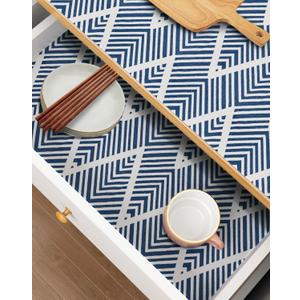 Cohoo Home Drawer and Shelf Liners for Kitchen Cabinet Non Adhesive,17.3in 23.6FT Non Slip Cabinet Liners for Shelves, Drawer Paper Cupboard Strong Grip Bathroom Waterproof Washable Thick Blue Stripe