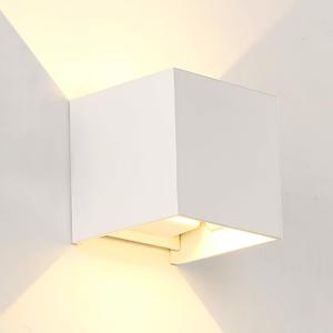 LED Aluminum Square Cube Waterproof White Wall Sconce Outdoor Light Exterior Wall Lighs fixtures Outside for House Patio 6W 100-277V 3000K Angle-Adjustment Warm Light 2LEDS White 6W