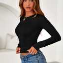 PRETTYGARDEN Womens Long Sleeve Shirts 2026 Fall Trendy Crewneck Slim Fit Asymmetrical Going Out Tops Ruched Tee Y2k Clothes (XL)