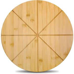 18" Pizza Cutting Board Extra Large Round Cutting Boards Double Sided 2XL 18inch Tray Pizza Oven Accessories Prep Board Paddle Wooden with Cutting Grooves Circular Circle Bamboo Serving Platter