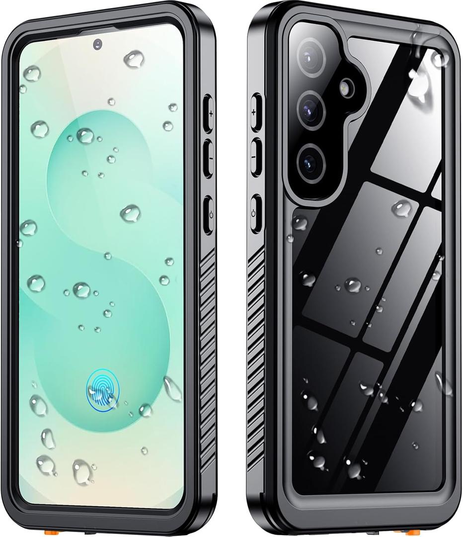 SPIDERCASE Only Designed for Samsung Galaxy S25 Plus Case Waterproof,Built-in Screen & Camera Lens Protector[IP68 Underwater] [Military Grade Shockproof] Full Body Protection Phone Case,Black/Clear